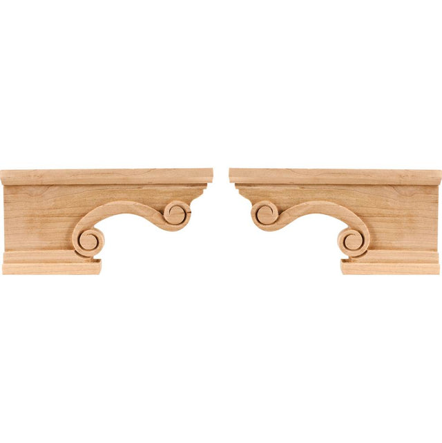 Hardware Resources - 8-1/4'' W x 1-1/2'' D x 4-1/2'' H Oak Scrolled Right Corner Foot - Unfinished