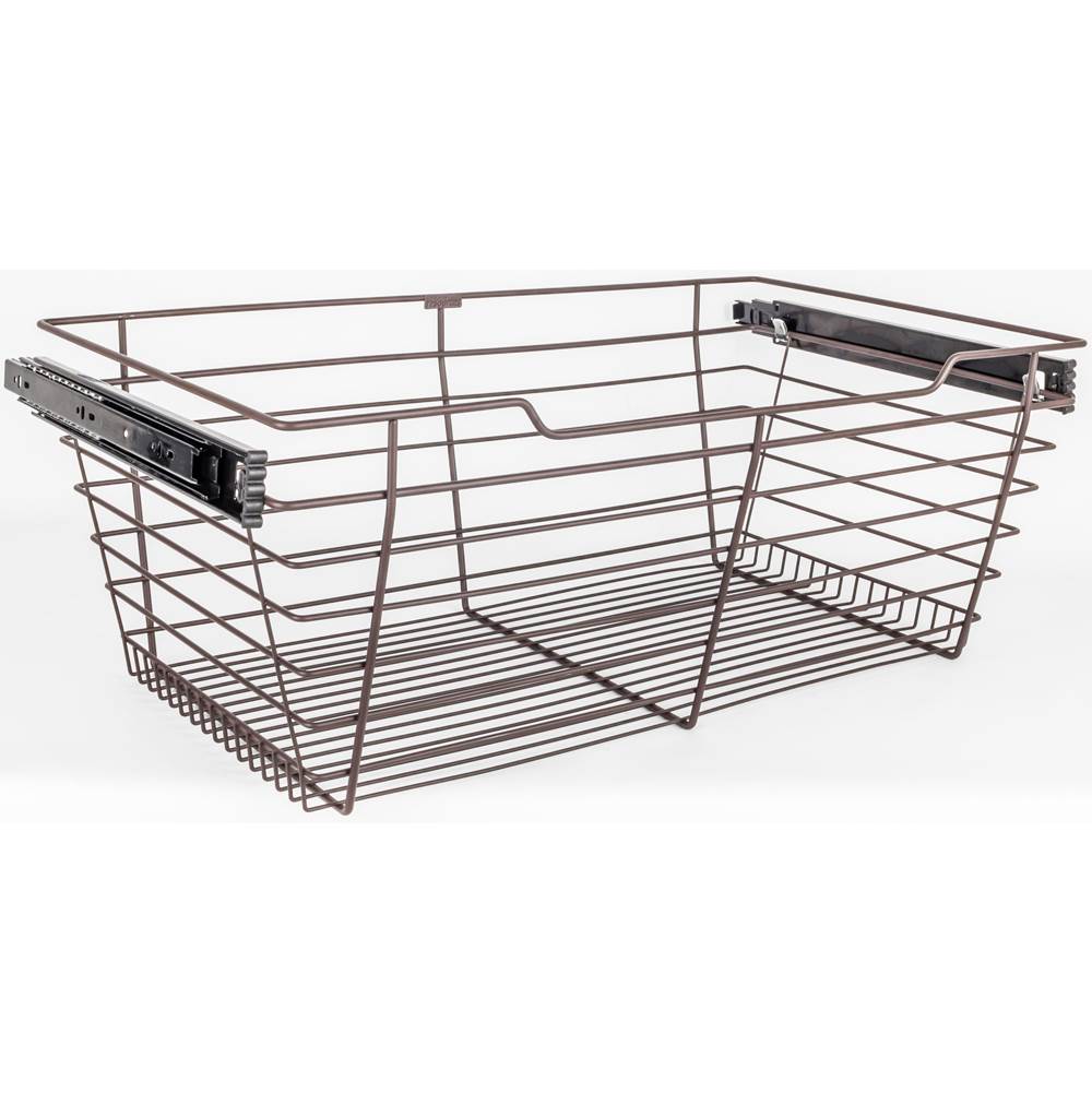 Hardware Resources - Dark Bronze Closet Pullout Basket with Slides 16''D x 23''W x 11''H - Dark Bronze