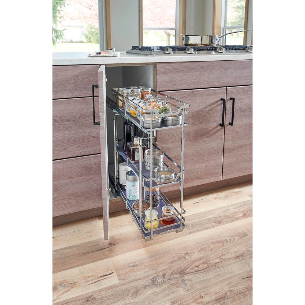 8'' Black Nickel STORAGE WITH STYLE  Metal ''No Wiggle'' Base Pullout, Preassembled with Soft-close Slides