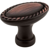 Hardware Resources - 1-3/8'' Overall Length Brushed Oil Rubbed Bronze Oval Rope Detailed Lindos Cabinet Knob - Brushed Oil Rubbed Bronze
