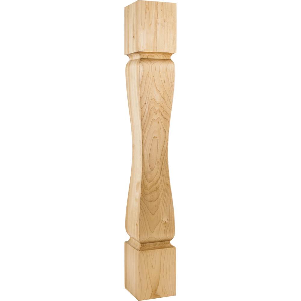 Hardware Resources - 5'' W x 5'' D x 35-1/2'' H Hard Maple Baroque Minimalist Post - Unfinished