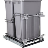 Hardware Resources - Double 50 Quart Polished Chrome STORAGE WITH STYLE  Metal Soft-close Trashcan Pullout - Polished Chrome