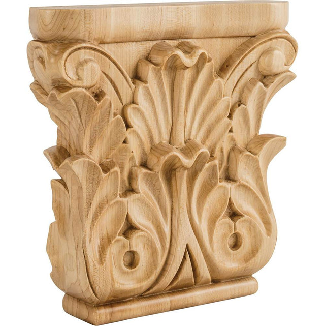 Hardware Resources - 8'' W x 1-3/4'' D x 8'' H Maple Acanthus Capital - Unfinished
