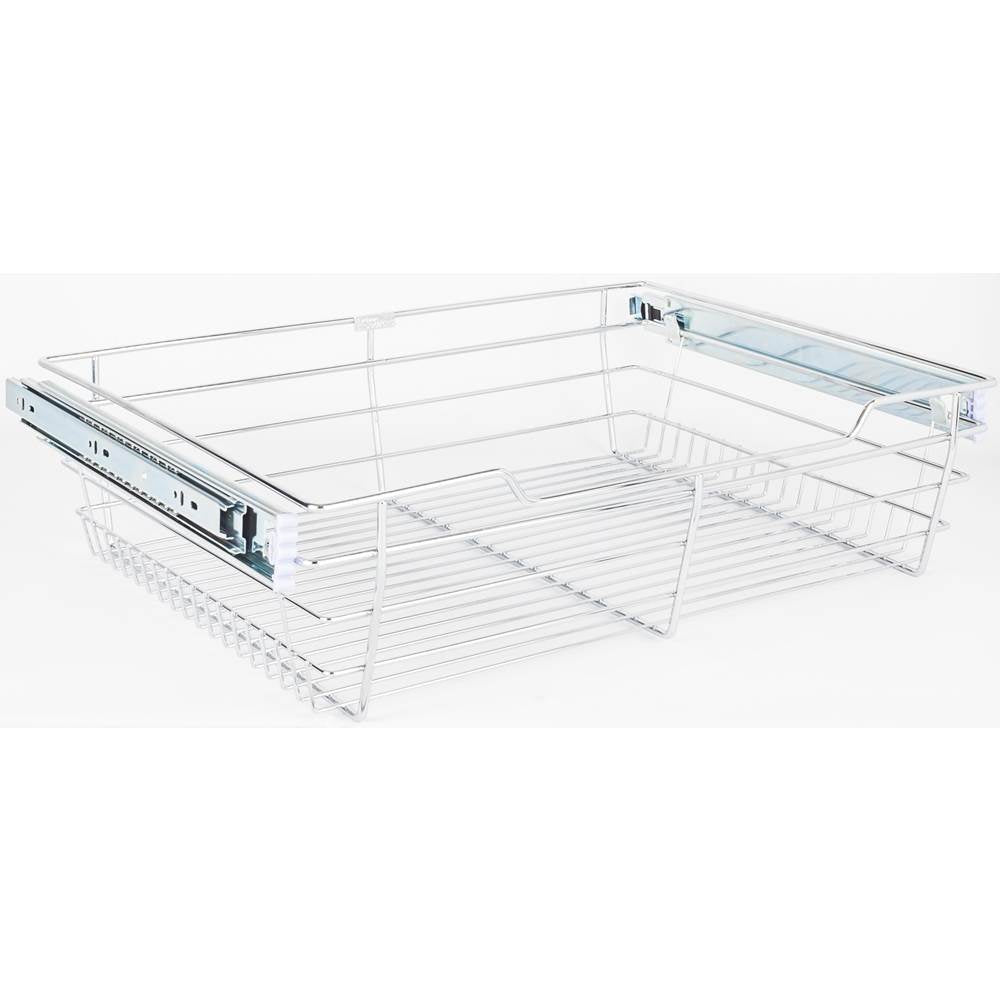 Hardware Resources - Chrome Closet Pullout Basket with Slides 16''D x 23''W x 6''H - Polished Chrome