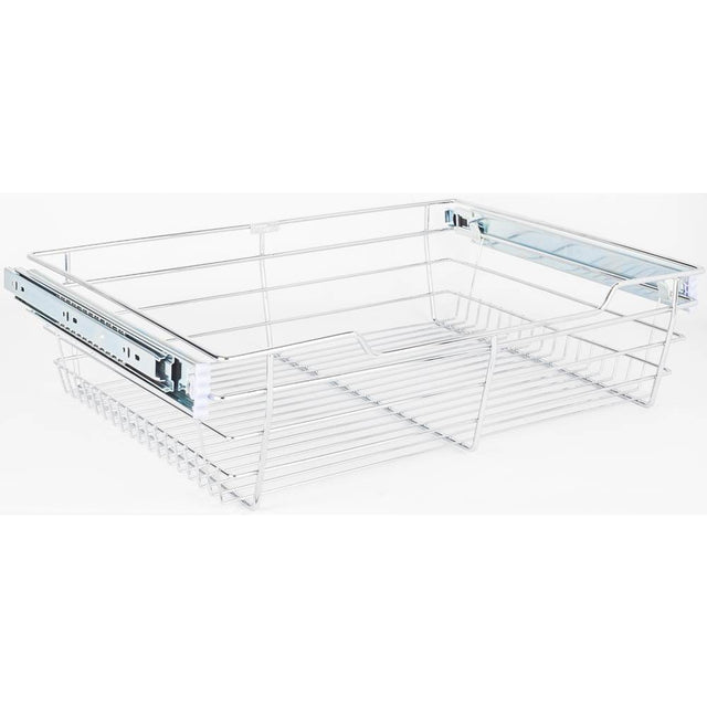 Hardware Resources - Chrome Closet Pullout Basket with Slides 16''D x 23''W x 6''H - Polished Chrome