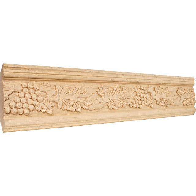 Hardware Resources - 1-1/8'' D x 4-3/4'' H Cherry Acanthus and Grape Hand Carved Moulding - Unfinished