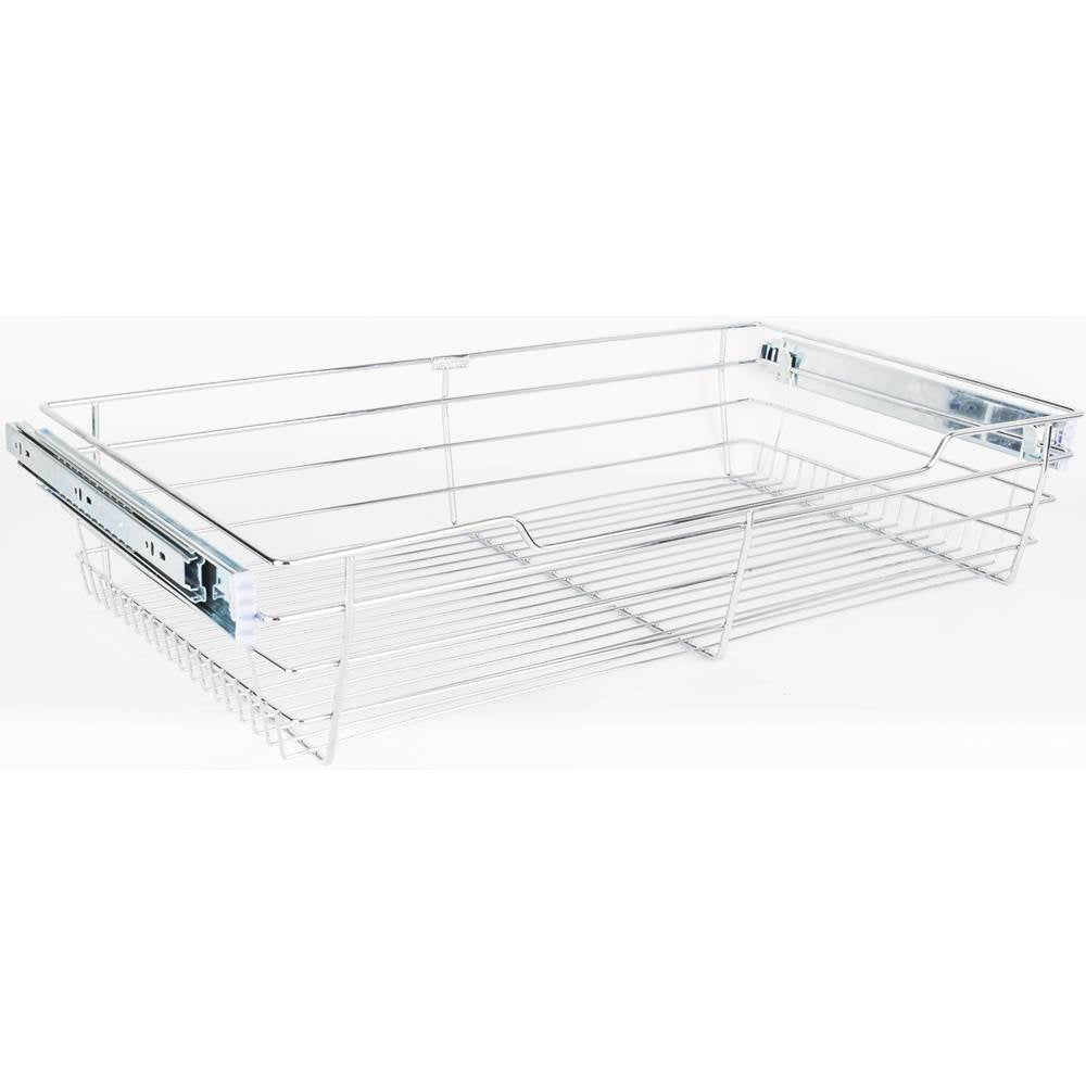 Hardware Resources - Chrome Closet Pullout Basket with Slides 14''D x 23''W x 6''H - Polished Chrome