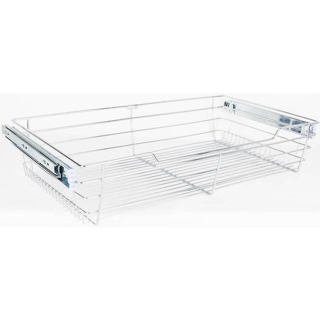 Hardware Resources - Chrome Closet Pullout Basket with Slides 14''D x 23''W x 6''H - Polished Chrome