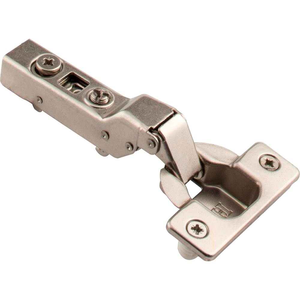 Hardware Resources - 110 degree Heavy Duty Partial Overlay Cam Adjustable Self-close Hinge with Press-in 8 mm Dowels - Polished Nickel