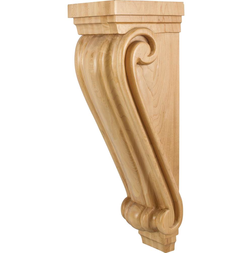 Hardware Resources - 6-3/4'' W x 7-5/8'' D x 22'' H Cherry Scrolled Corbel - Unfinished