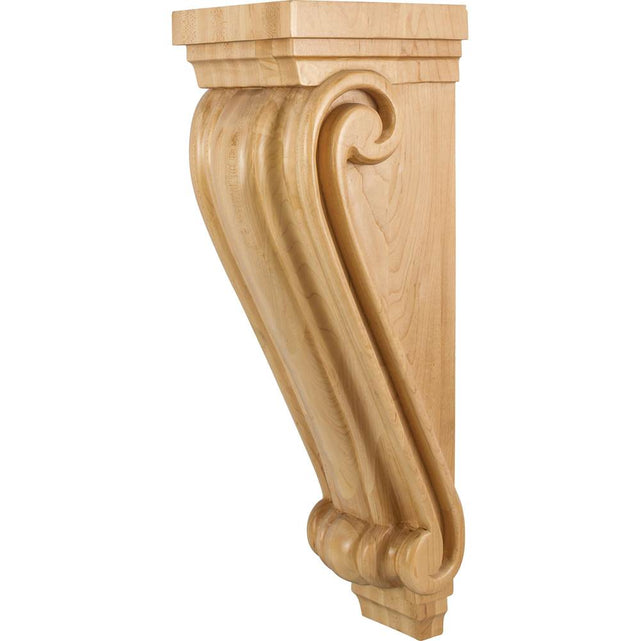 Hardware Resources - 6-3/4'' W x 7-5/8'' D x 22'' H Cherry Scrolled Corbel - Unfinished