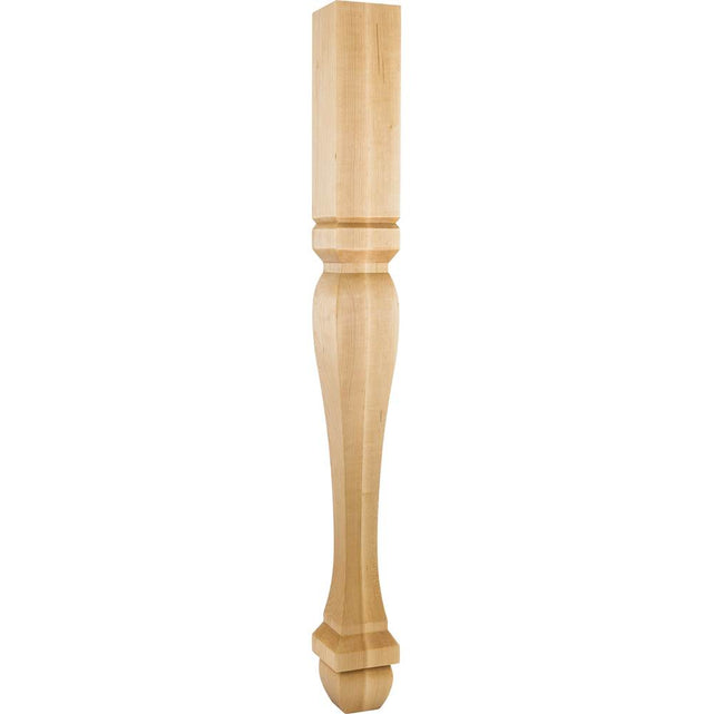 Hardware Resources - 3-1/2'' W x 3-1/2'' D x 35-1/2'' H Rubberwood Footed Square Post - Unfinished