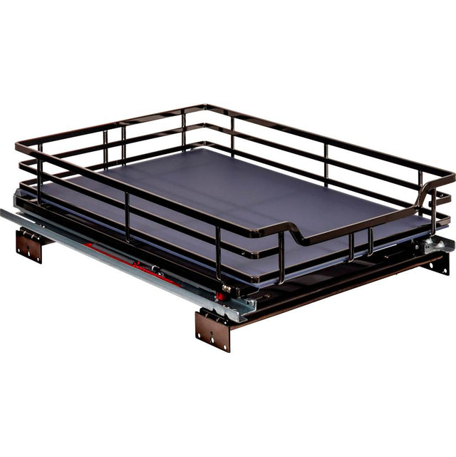 Hardware Resources - 15'' Black Nickel STORAGE WITH STYLE  Metal Soft-close Pullout Basket - Black Nickel