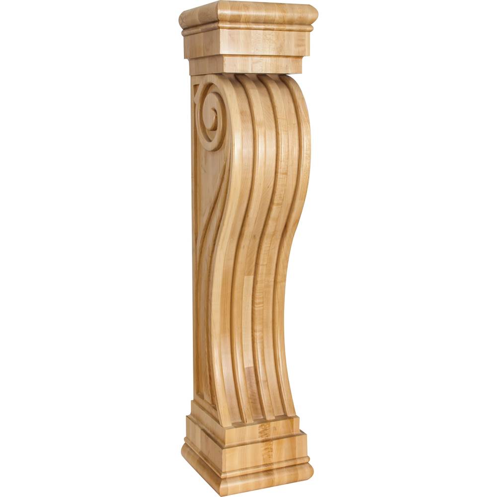 Hardware Resources - 8'' W x 8'' D x 36'' H Maple Fluted Art Deo Fireplace Corbel - Unfinished