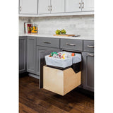 Double 35 Quart Wood Bottom-Mount Soft-close Trashcan Rollout for Hinged Doors, Includes Black Can
