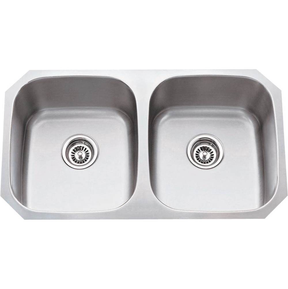 Hardware Resources - 32-1/4'' L x 18-1/2'' W x 9'' D Undermount 18 Gauge Stainless Steel 50/50 Double Bowl Sink - Stainless Steel