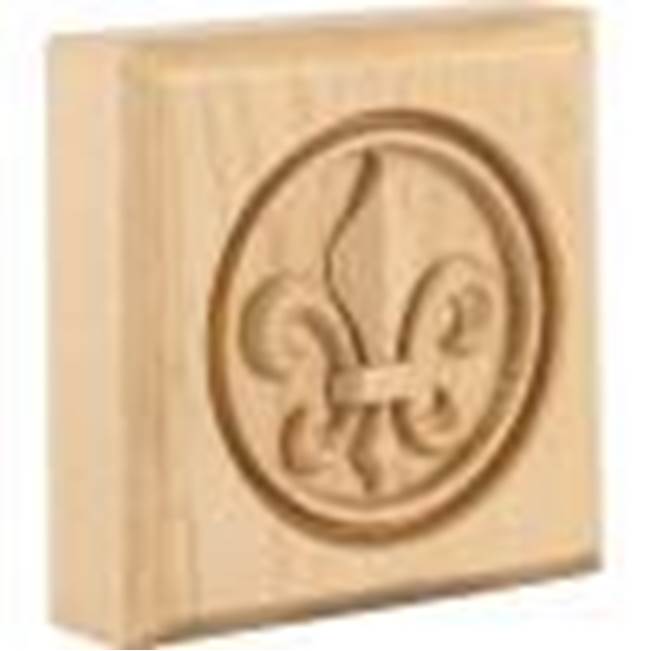 Hardware Resources - 3'' W x 7/8'' D x 3'' H Maple Fleur-de-lis Rosette - Unfinished