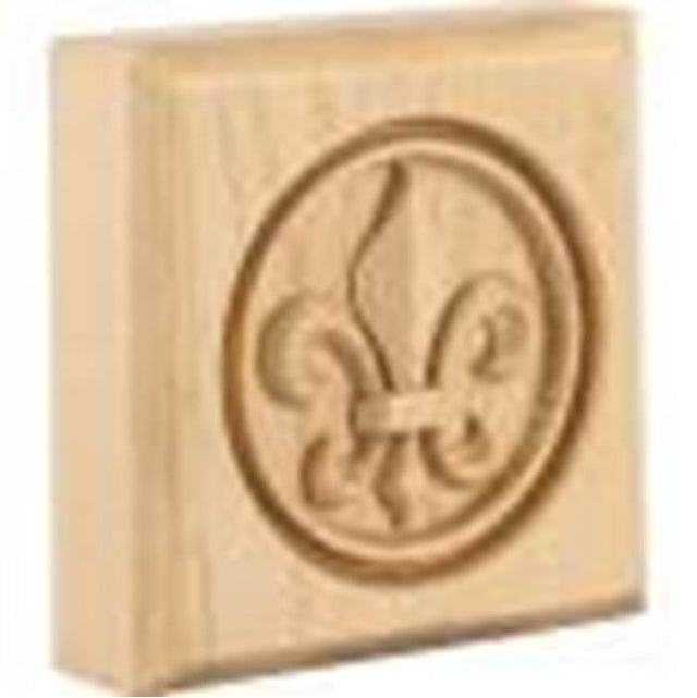 Hardware Resources - 3'' W x 7/8'' D x 3'' H Maple Fleur-de-lis Rosette - Unfinished
