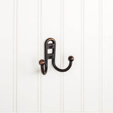 Hardware Resources - 2-9/16'' Brushed Oil Rubbed Bronze Classic Double Prong Ball End Wall Mounted Hook - Brushed Oil Rubbed Bronze