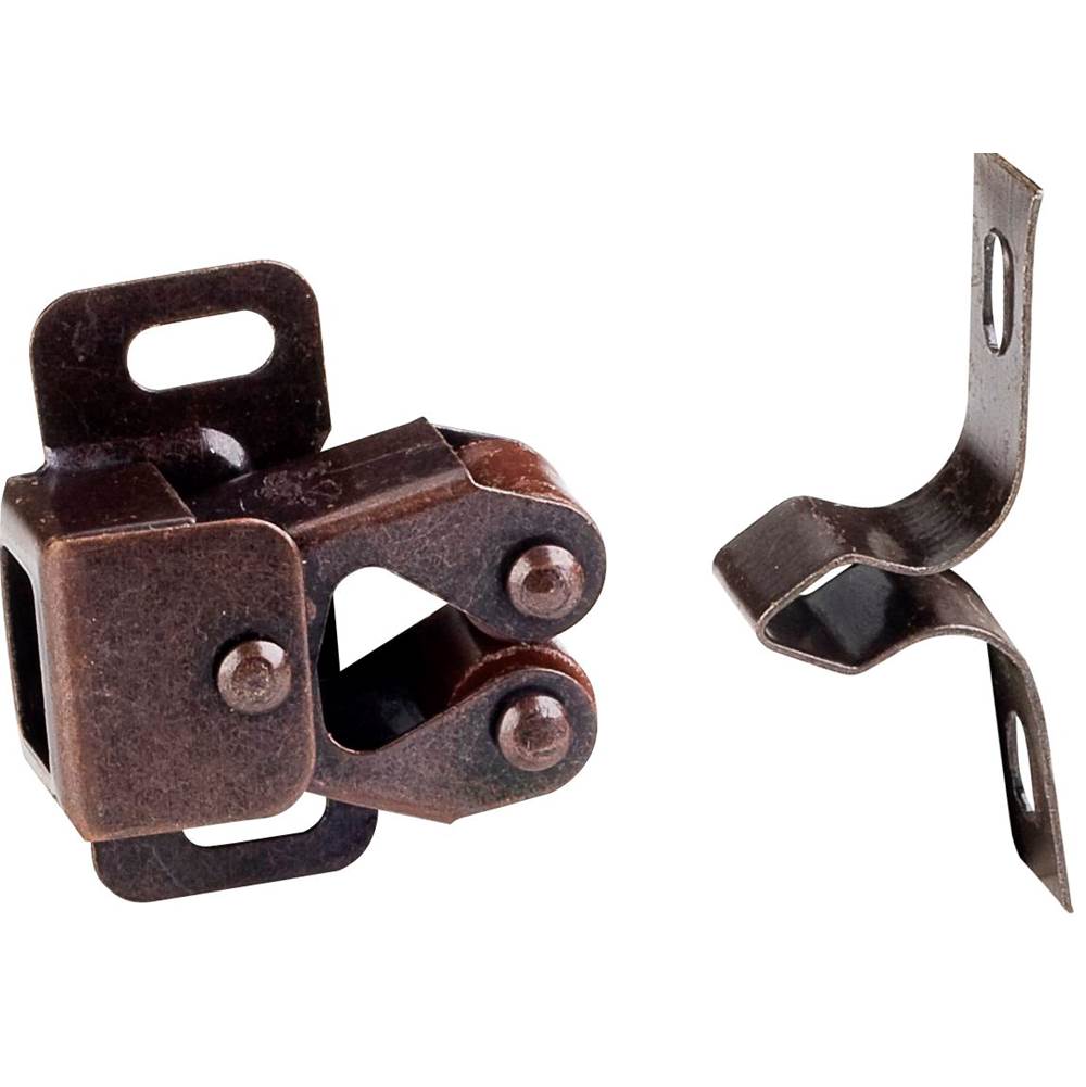 Double Roller Catch with Strike and Screws - Dark Brushed Antique Copper