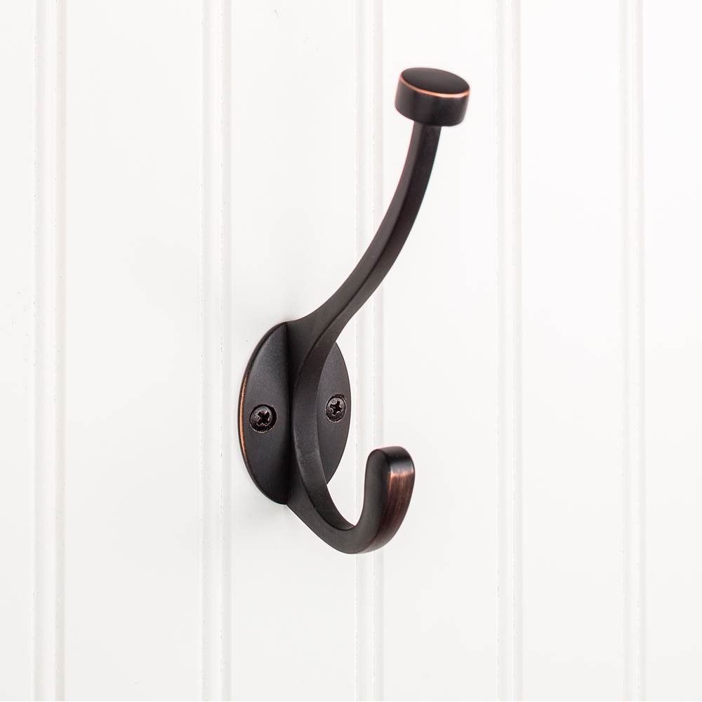 Hardware Resources - 5-1/2'' Brushed Oil Rubbed Bronze Pilltop Double Prong Wall Mounted Hook - Brushed Oil Rubbed Bronze