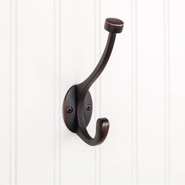 Hardware Resources - 5-1/2'' Brushed Oil Rubbed Bronze Pilltop Double Prong Wall Mounted Hook - Brushed Oil Rubbed Bronze