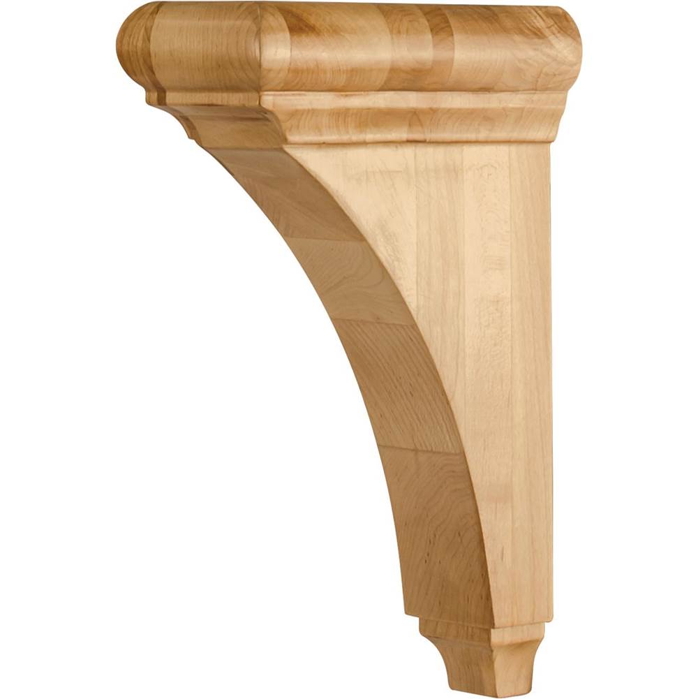 Hardware Resources - 3'' W x 6-1/2'' D x 10'' H Rubberwood Minimal Bullnose Cap Corbel - Unfinished