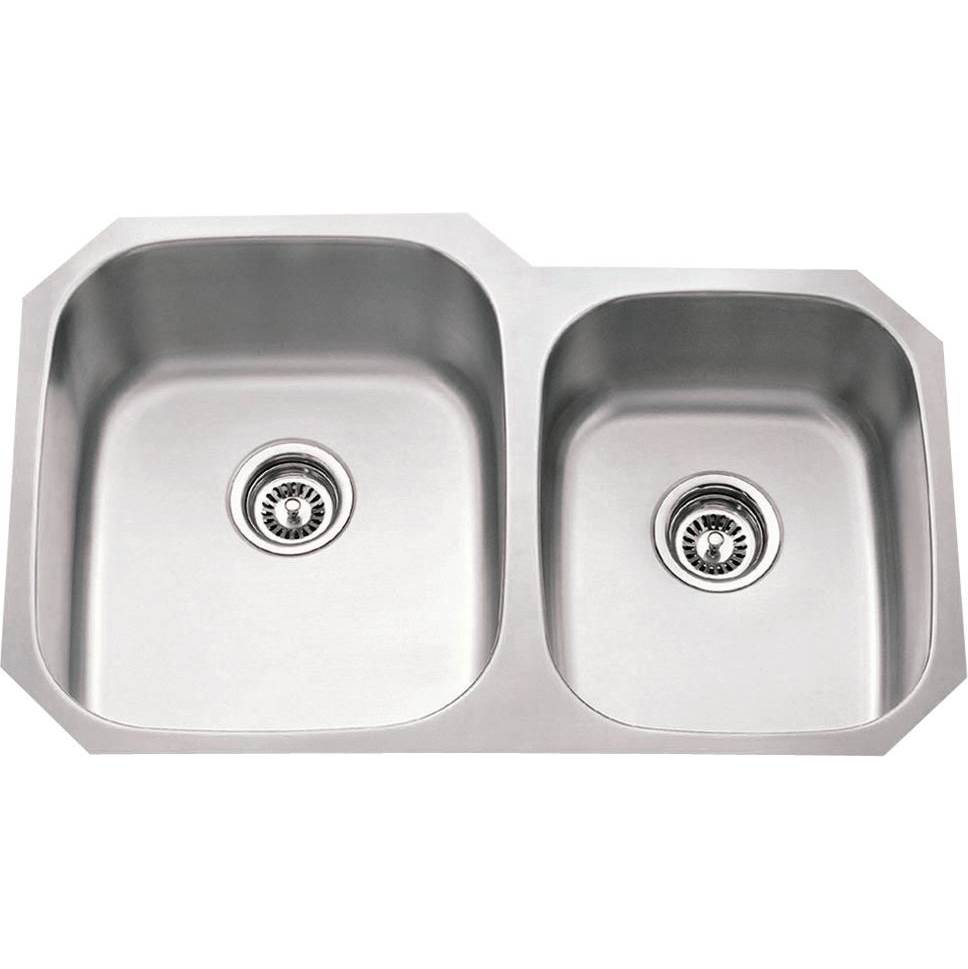 Hardware Resources - 32'' L x 20-3/4'' W x 9'' D Undermount 16 Gauge Stainless Steel 60/40 Double Bowl Sink - Stainless Steel