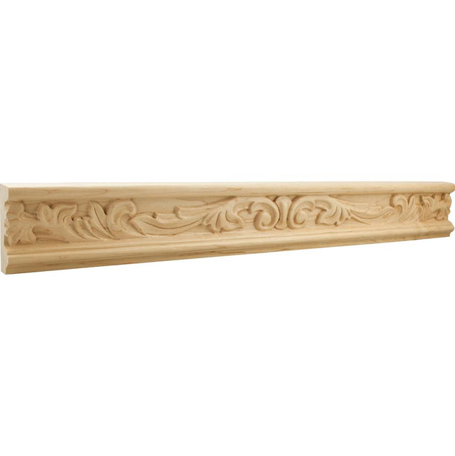 Hardware Resources - 1'' D x 3'' H Cherry Acanthus Leaf Hand Carved Moulding - Unfinished