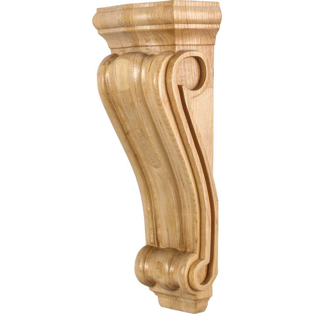 Hardware Resources - 5-3/8'' W x 3-1/2'' D x 14'' H Alder Scrolled Corbel - Unfinished