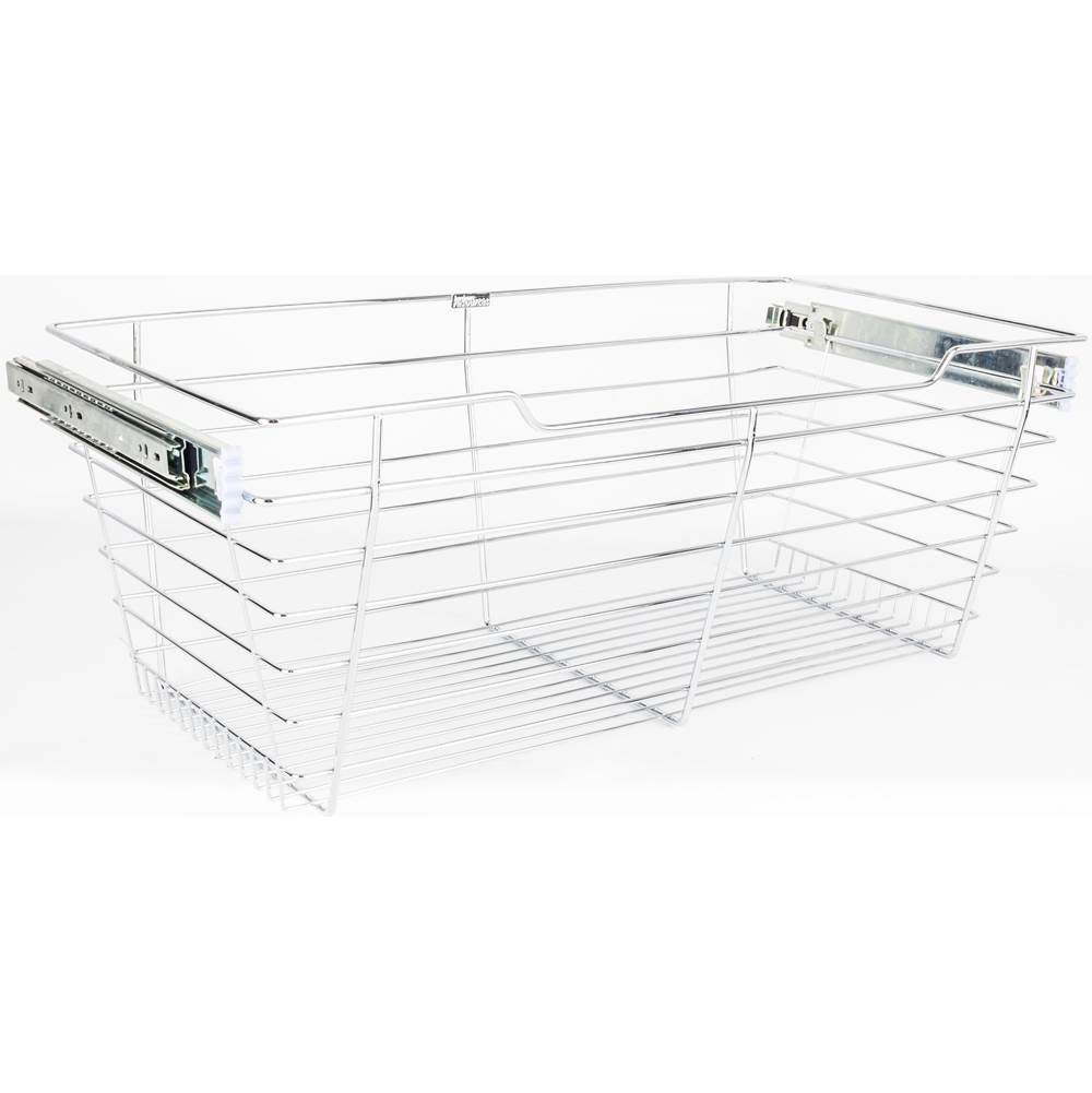 Hardware Resources - Chrome Closet Pullout Basket with Slides 14''D x 17''W x 11''H - Polished Chrome