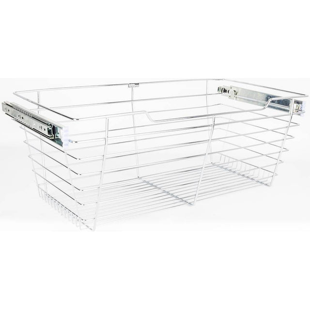 Hardware Resources - Chrome Closet Pullout Basket with Slides 14''D x 17''W x 11''H - Polished Chrome