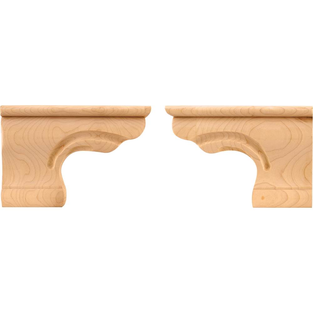 Hardware Resources - 6-3/8'' W x 1'' D x 4-1/2'' H Alder Beaded Right Corner Pedestal Foot - Unfinished