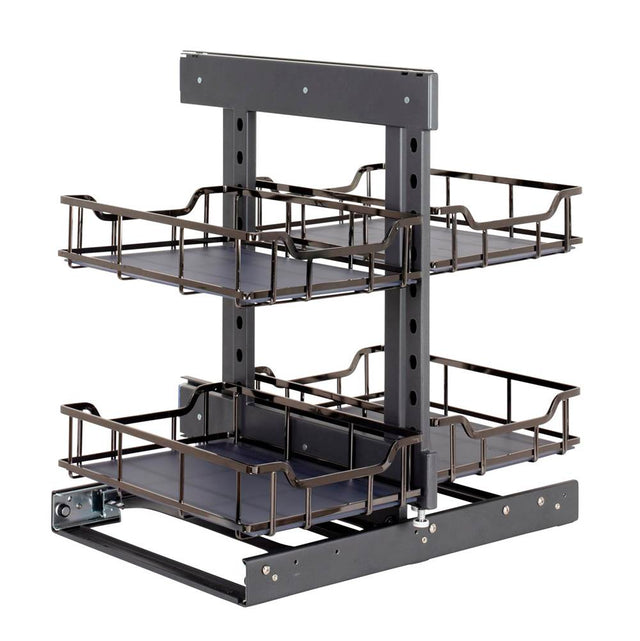 Hardware Resources - STORAGE WITH STYLE  Black Nickel 15'' Full-Height Blind Corner Organizer - Black Nickel
