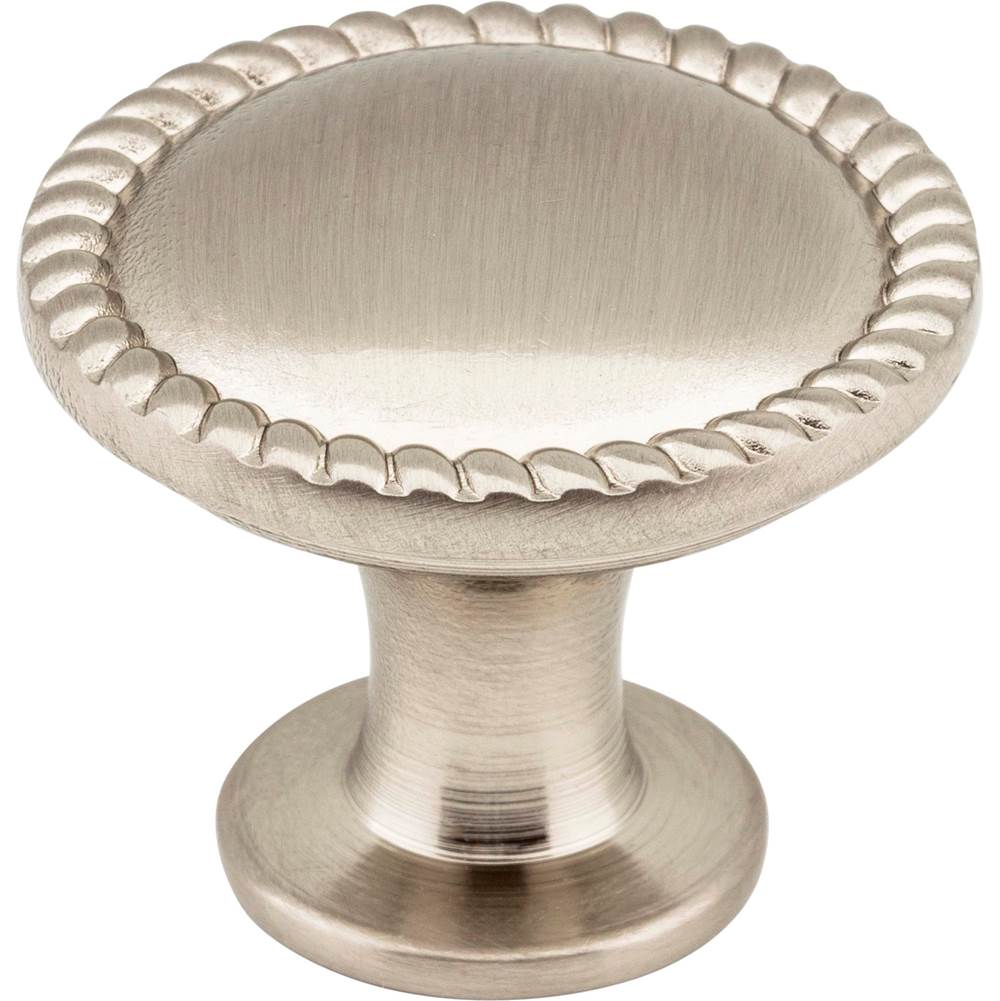 Hardware Resources - 1-1/4'' Diameter Satin Nickel Round Rope Detailed Lindos Cabinet Knob - Satin Nickel
