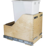 Hardware Resources - Single 50 Quart Bottom-Mount Soft-close Trashcan Pullout for Door Mounting, Includes White Can - White