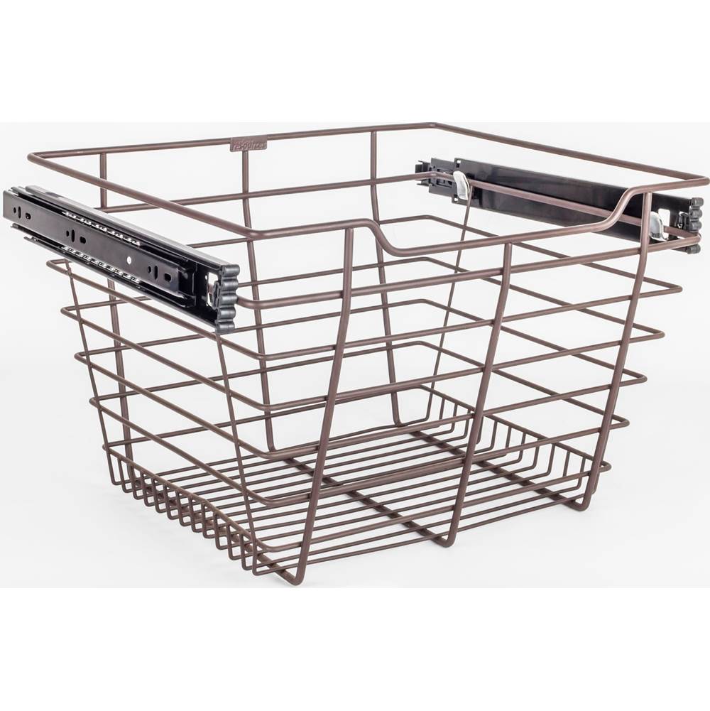 Hardware Resources - Dark Bronze Closet Pullout Basket with Slides 14''D x 17''W x 11''H - Dark Bronze