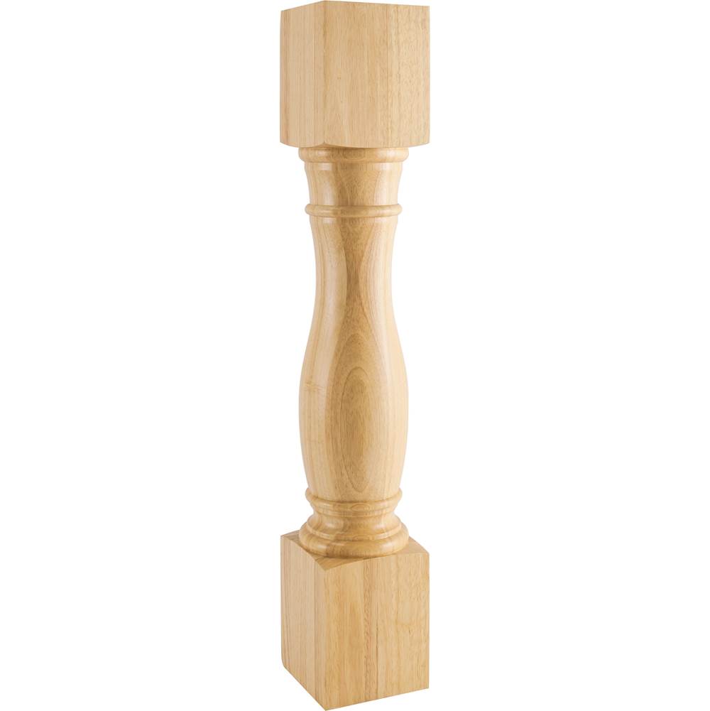 Hardware Resources - 6'' W x 6'' D x 35-1/2'' H Rubberwood Turned Post - Unfinished