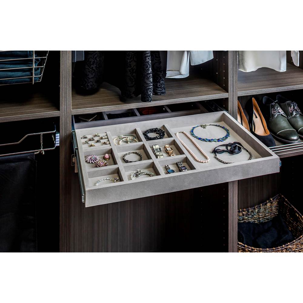 Black Felt 10-Compartment Jewelry Organizer Drawer