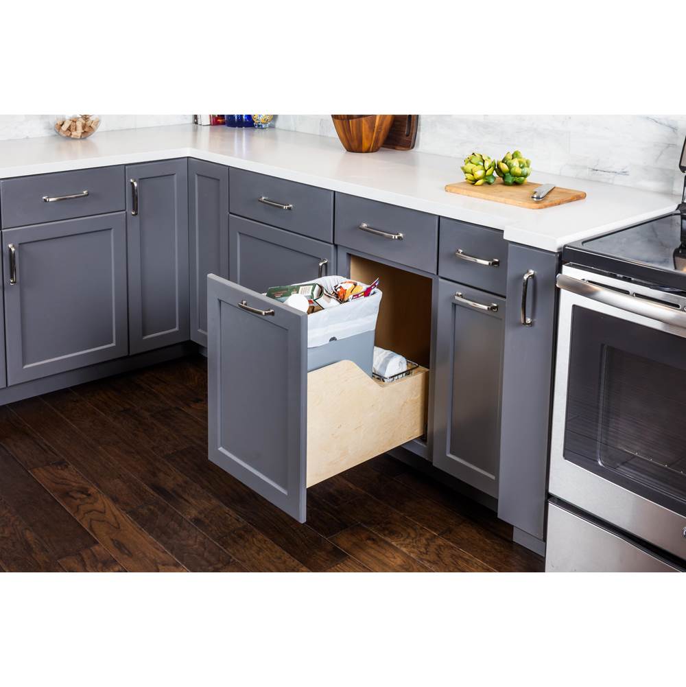 Single 35 Quart Bottom-Mount Soft-close Trashcan Pullout for Door Mounting, Includes Black Can