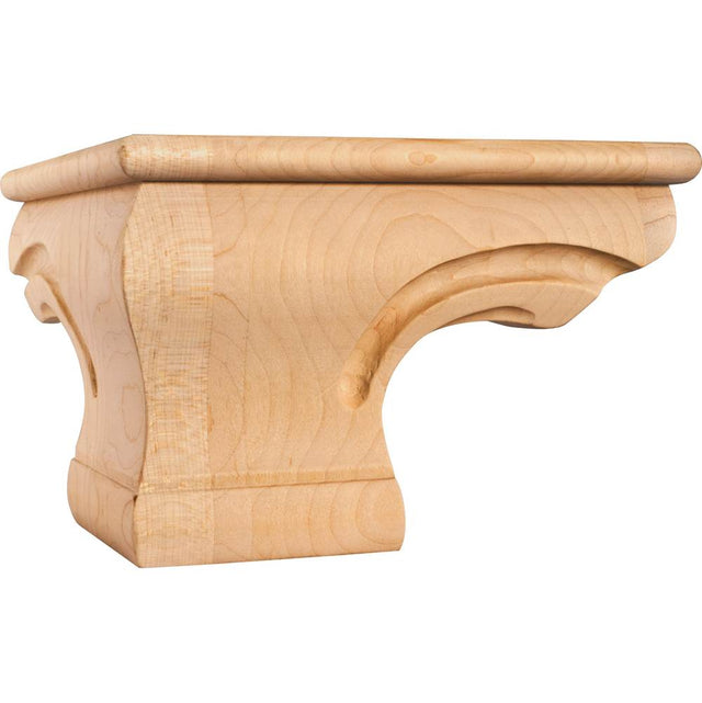 Hardware Resources - 6-3/4'' W x 6-3/4'' D x 4-1/2'' H Maple Beaded Corner Pedestal Foot - Unfinished