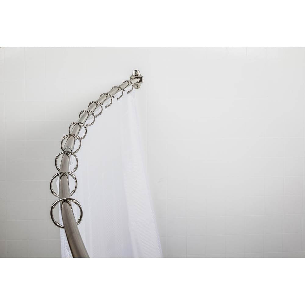 Hardware Resources - 56''-72'' Satin Nickel Adjustable Curved Shower Curtain Rod - Retail Packaged - Satin Nickel