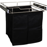 Hardware Resources - Satin Nickel 18'' Deep Pullout Canvas Hamper with Removable Laundry Bag - Satin Nickel