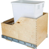 Hardware Resources - Single 35 Quart Wood Bottom-Mount Soft-close Trashcan Rollout for Hinged Doors, Includes White Can - White