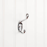 Hardware Resources - 3-3/8'' Polished Chrome Small Transitional Double Prong Wall Mounted Hook - Polished Chrome
