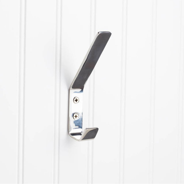 Hardware Resources - 5-9/16'' Polished Stainless Steel Modern Double Prong Wall Mounted Hook - Polished Stainless Steel