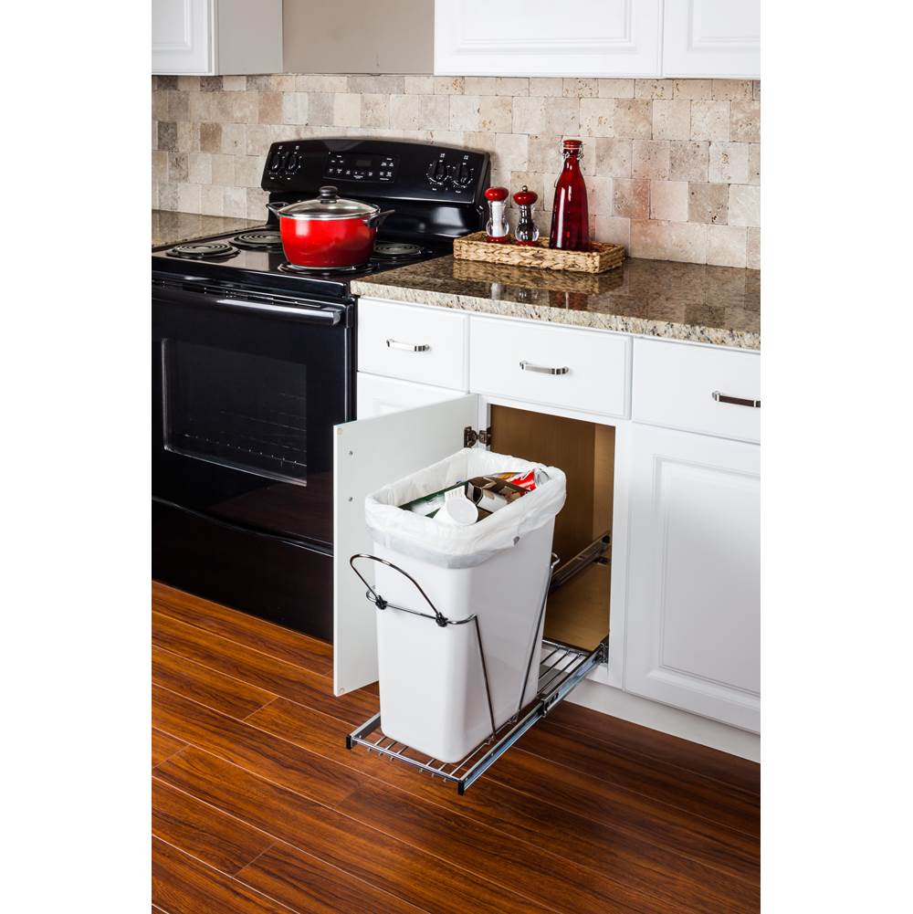 Single Can Polished Chrome Wire Bottom-Mount Trashcan Pullout
