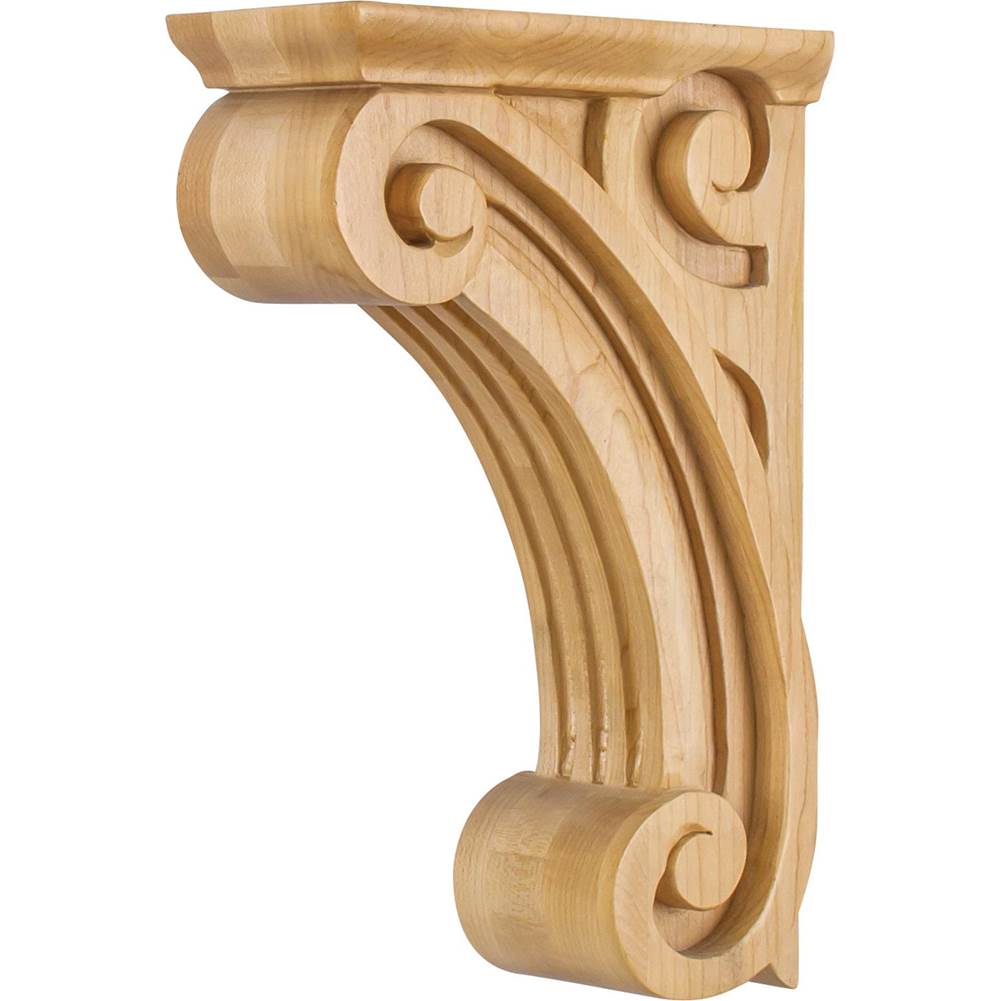 Hardware Resources - 3'' W x 6-1/2'' D x 10'' H Alder Scrolled Fluted Corbel - Unfinished