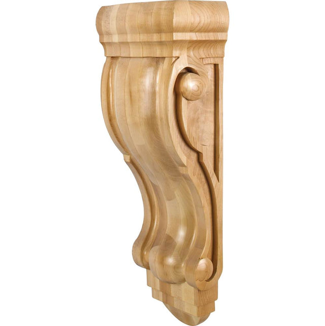 Hardware Resources - 8-1/4'' W x 5-1/4'' D x 22'' H Rubberwood Scrolled Corbel - Unfinished