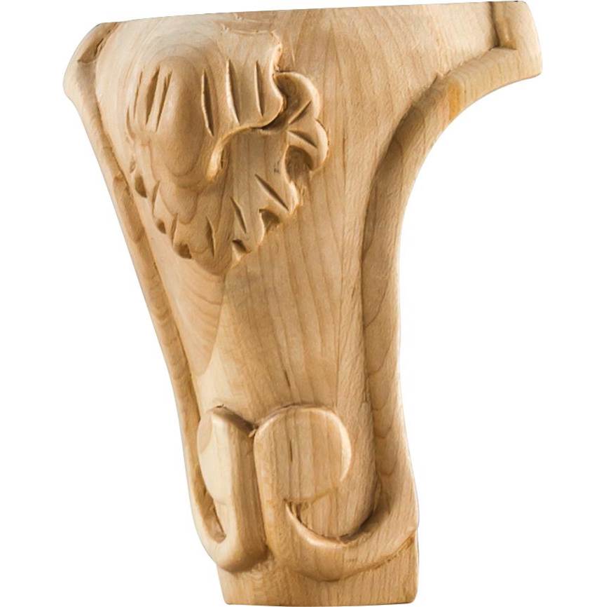 Hardware Resources - 3-1/2'' W x 3-1/2'' D x 5'' H Cherry Acanthus Leg - Unfinished